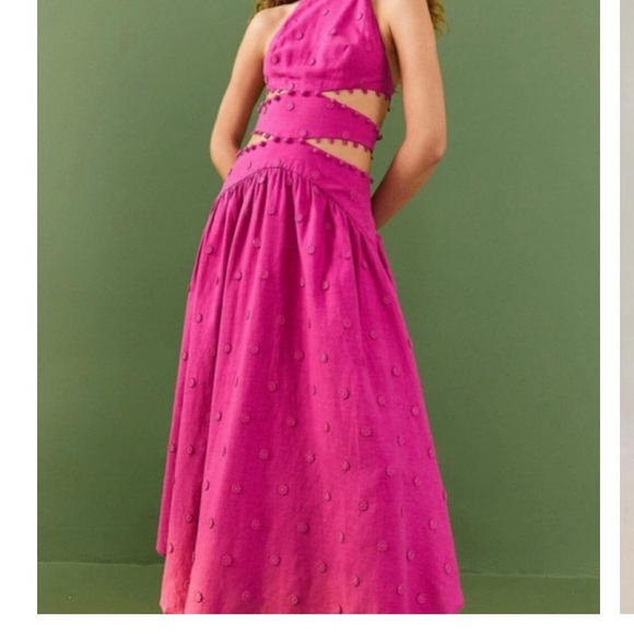 FARM Rio Dresses & Skirts - Farm Rio Fuchsia Linen Blend Midi Dress | M